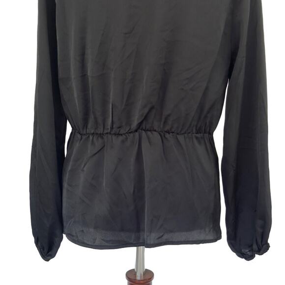 PLEIONE V-NECK TWIST FRONT COLLARED LONG SLEEVE BLOUSE IN‎ BLACK NWT SIZE SMALL - Picture 8 of 12